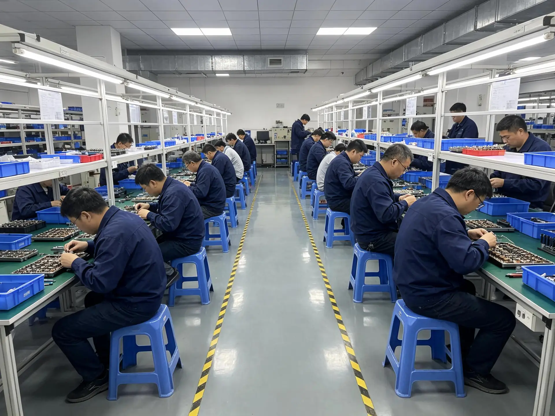 Antenna mass production workshop and quality control